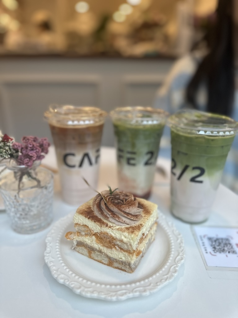 Coffee and pastries at a cafe