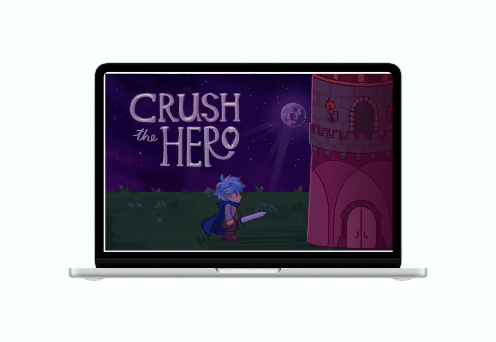 Crush the Hero game on MacBook mockup